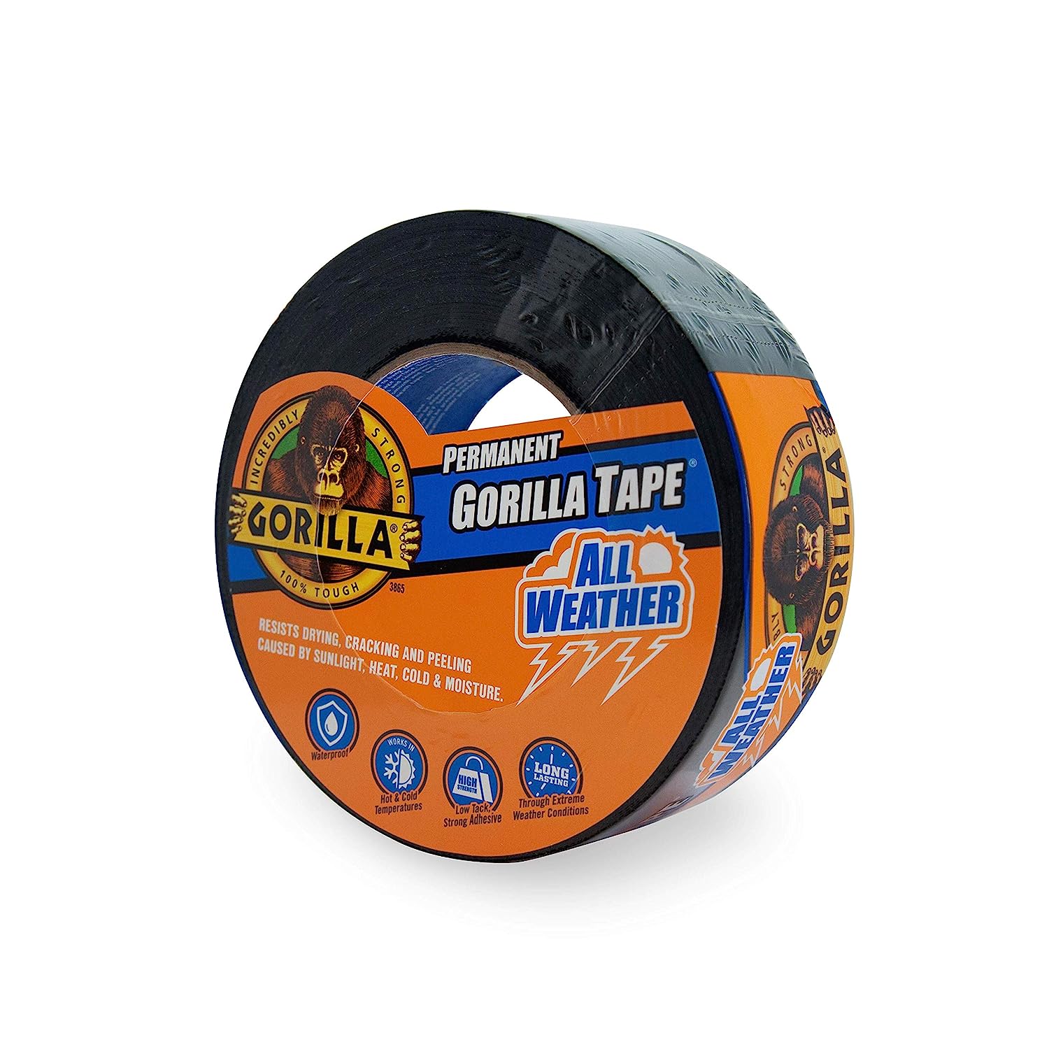 230816082506757_1 Gorilla All Weather Outdoor Waterproof Duct Tape, UV and Temperature Resistant, 1.88" x 25 yd, Black, (Pack of 1) - Image 1